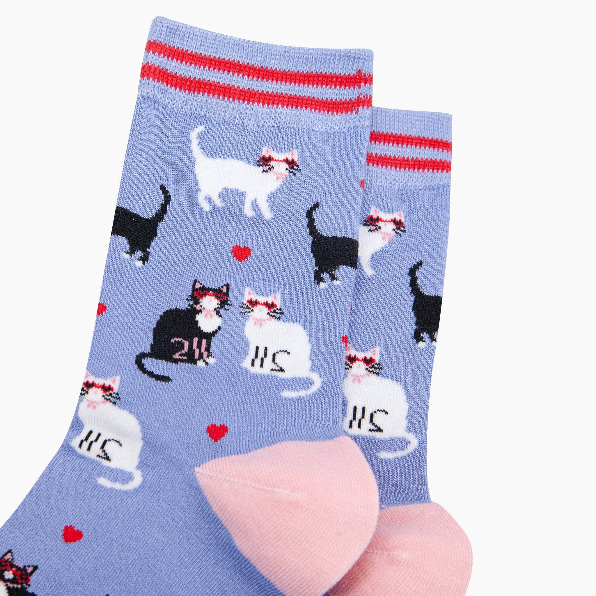 Cats in Love Bamboo Socks in Blue