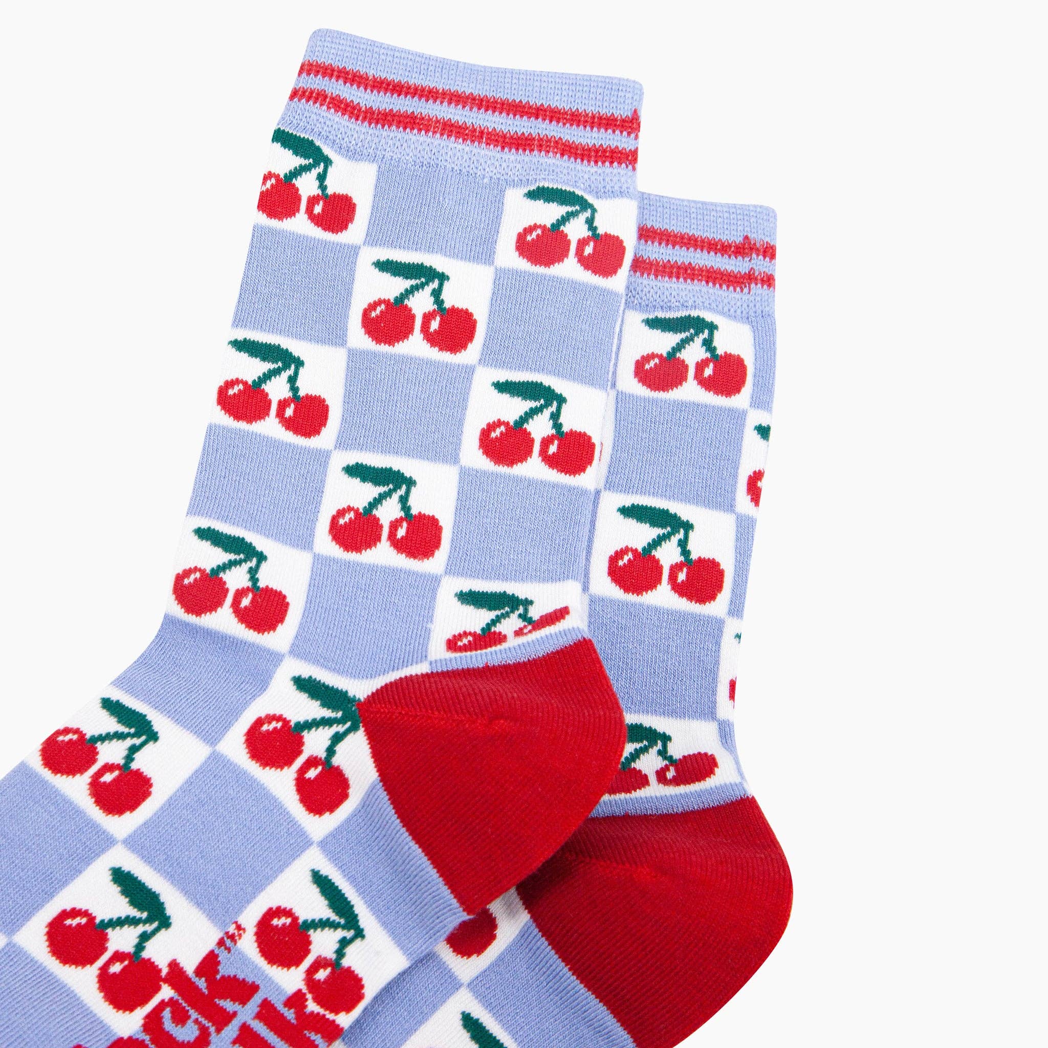 Cherry Checkerboard Bamboo Socks in Blue