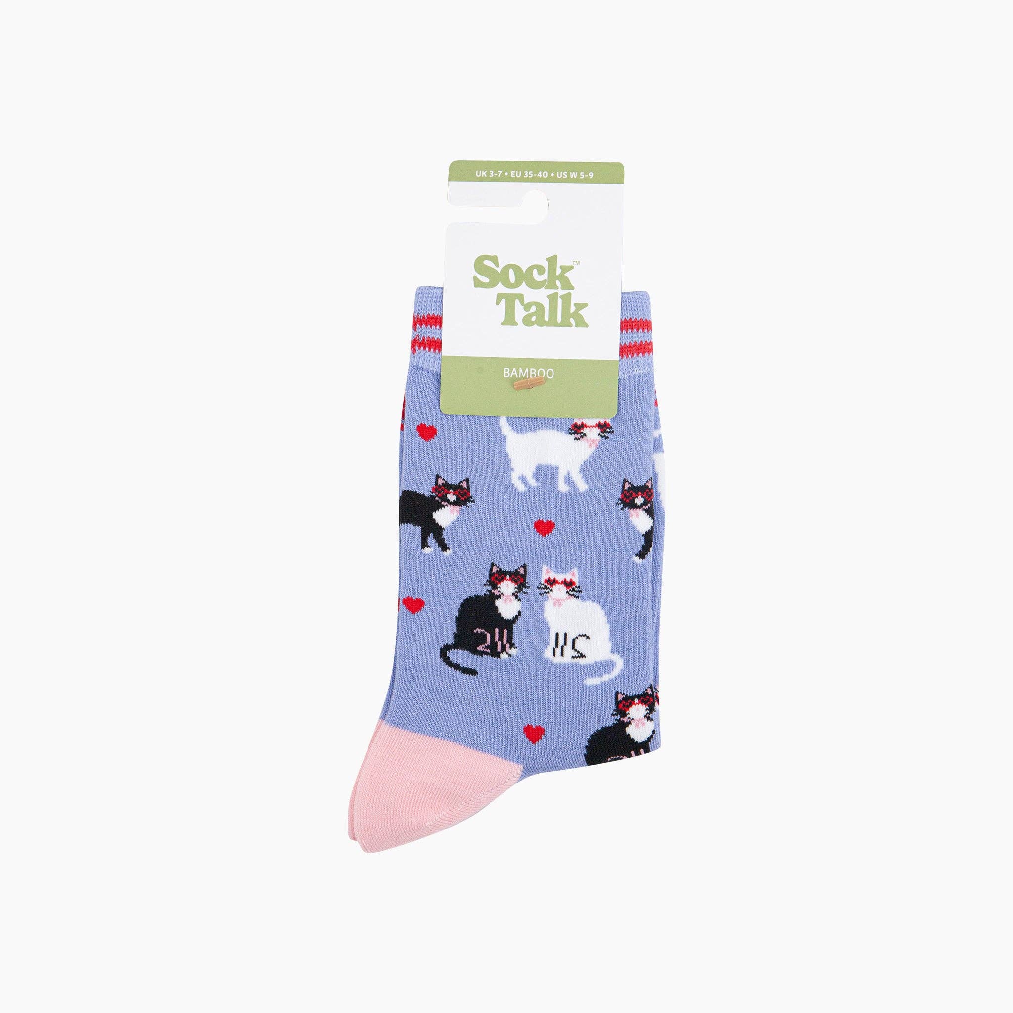 Cats in Love Bamboo Socks in Blue