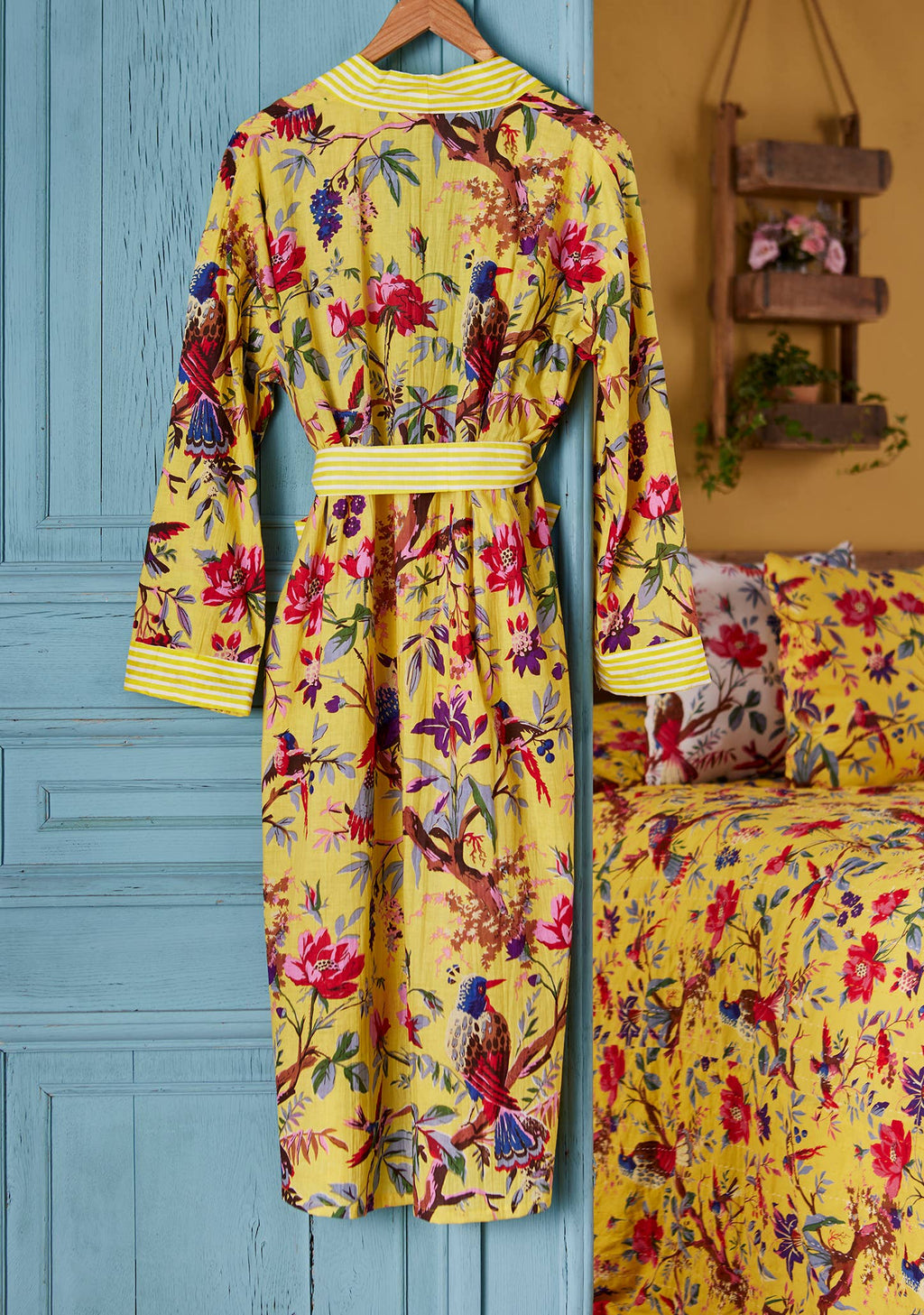 Bird Of Paradise Dressing Gown - Yellow