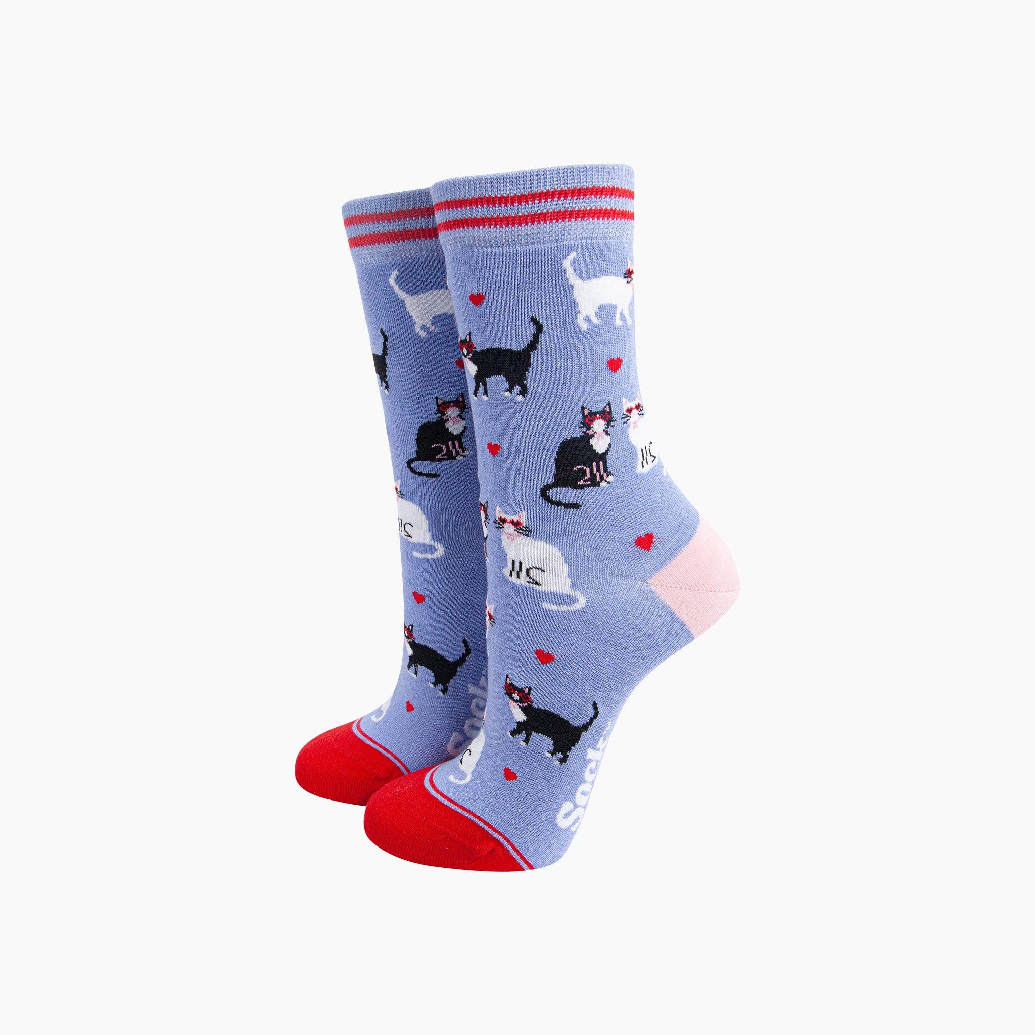 Cats in Love Bamboo Socks in Blue