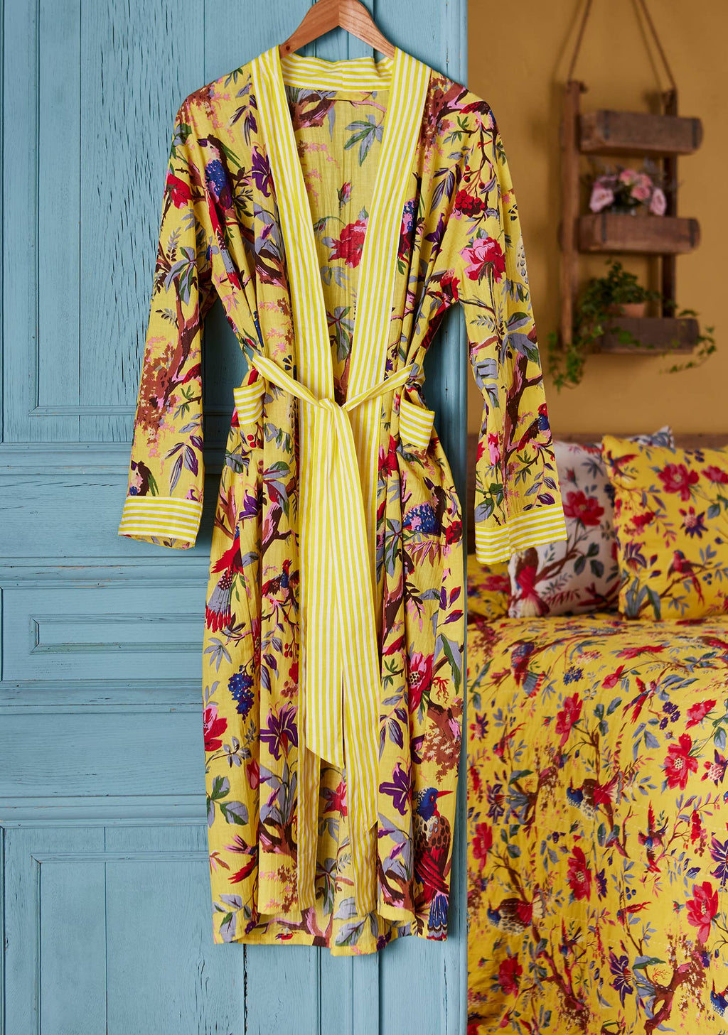 Bird Of Paradise Dressing Gown - Yellow