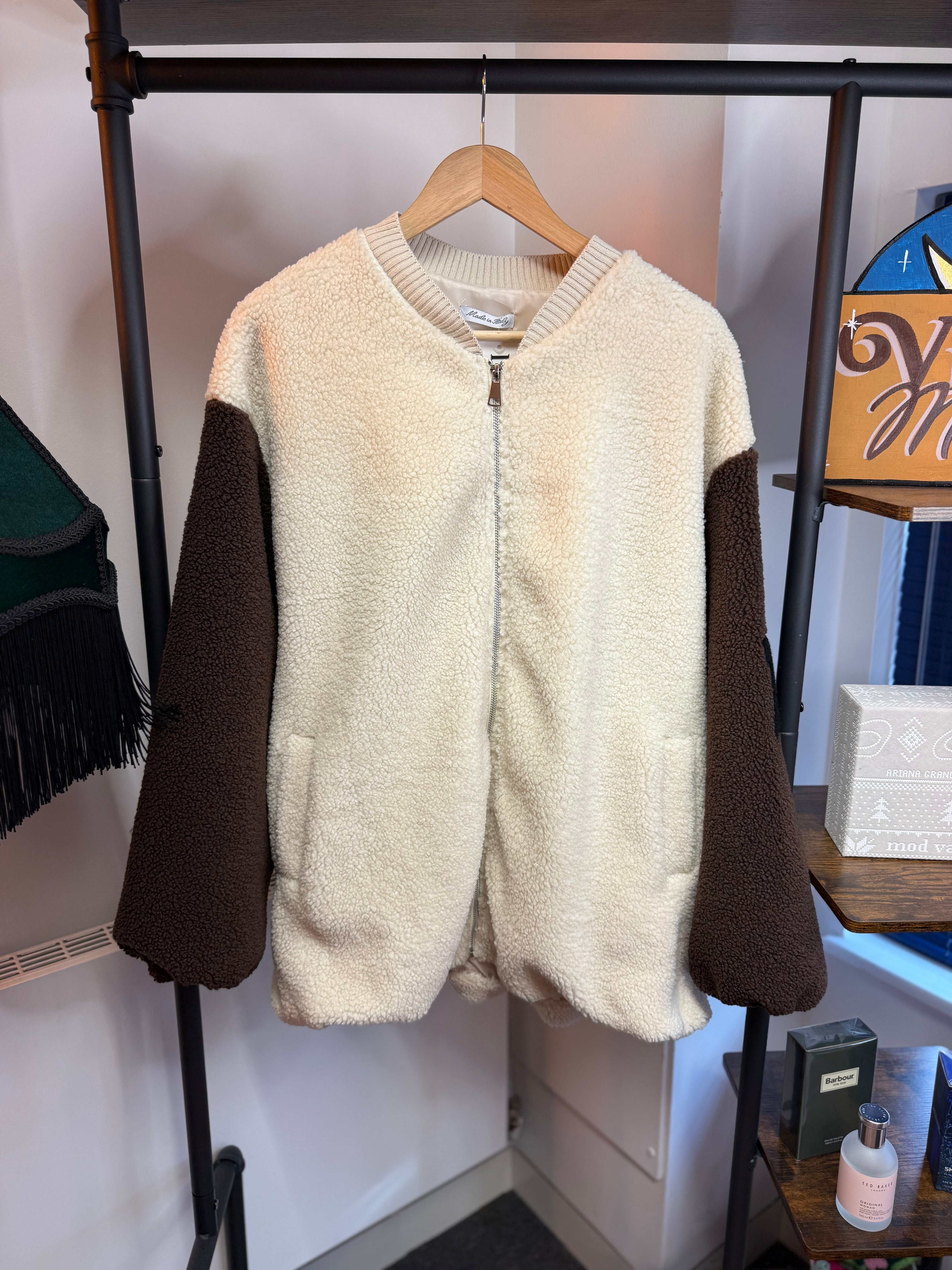 Teddy Zip Jacket – Cream & Chocolate