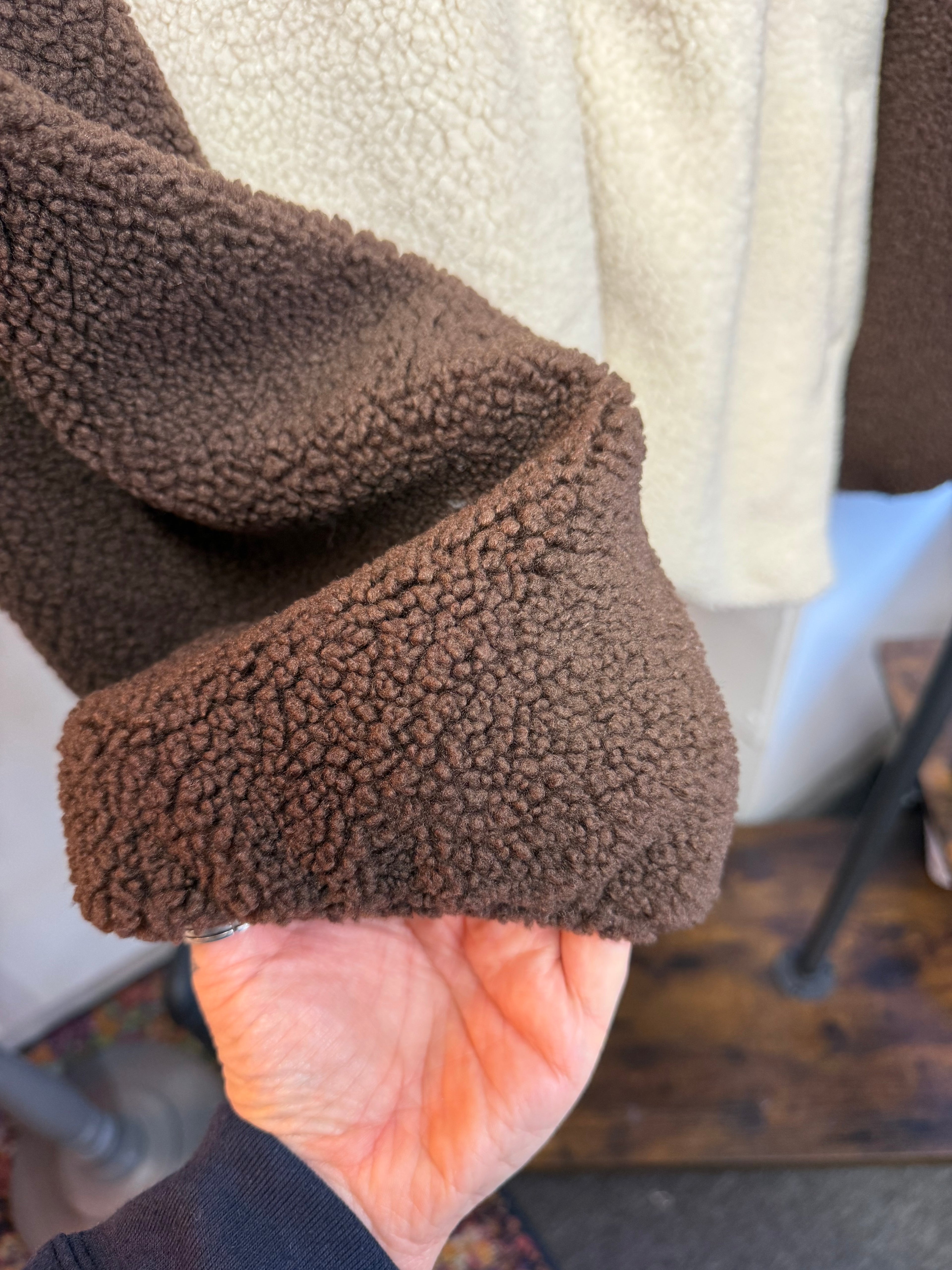 Teddy Zip Jacket – Cream & Chocolate