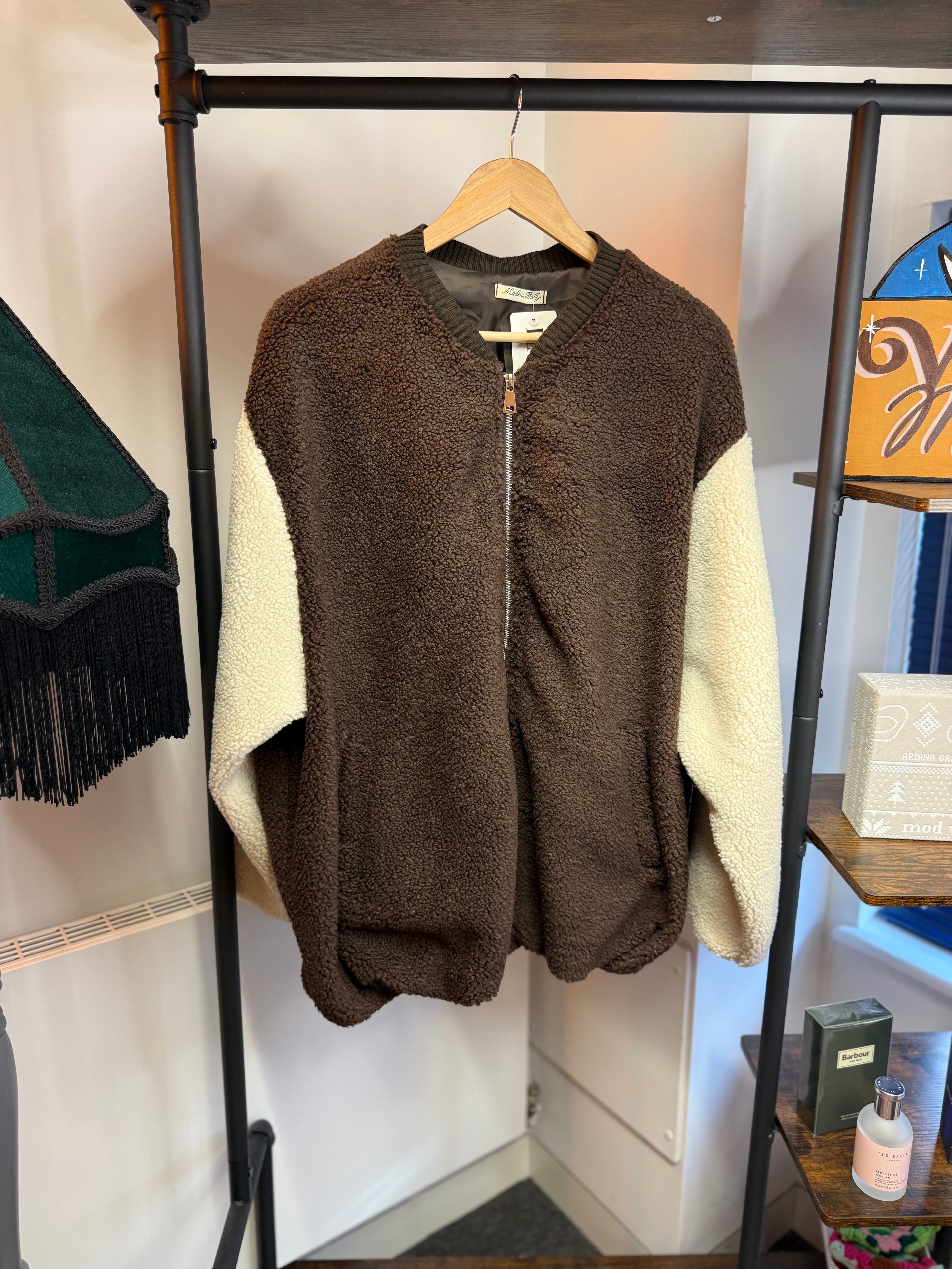 Teddy Zip Jacket – Chocolate & Cream