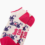 Cats in Love Bamboo Trainer Socks in Cream