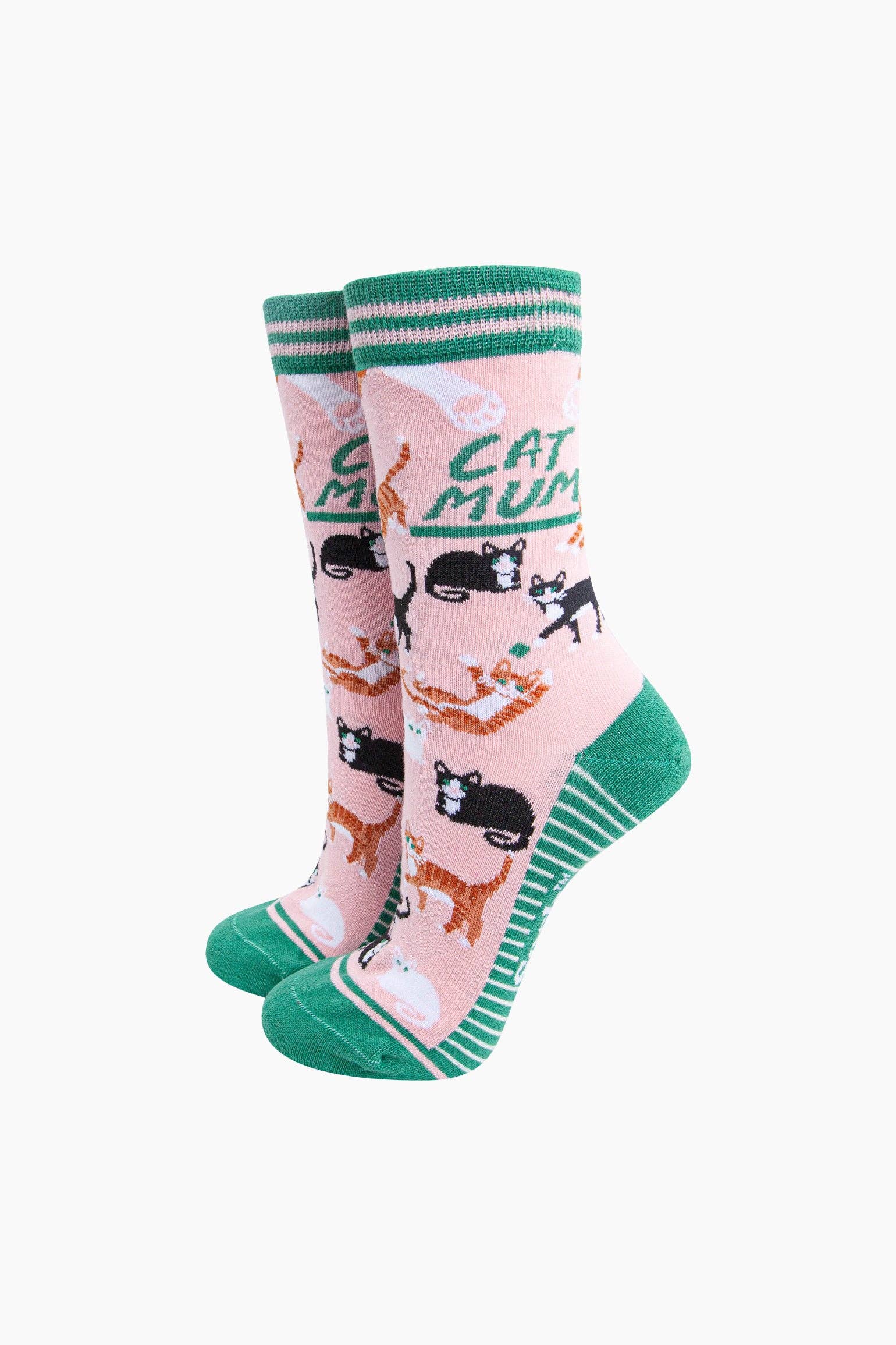 Cat Mum Combed Cotton Socks in Pink