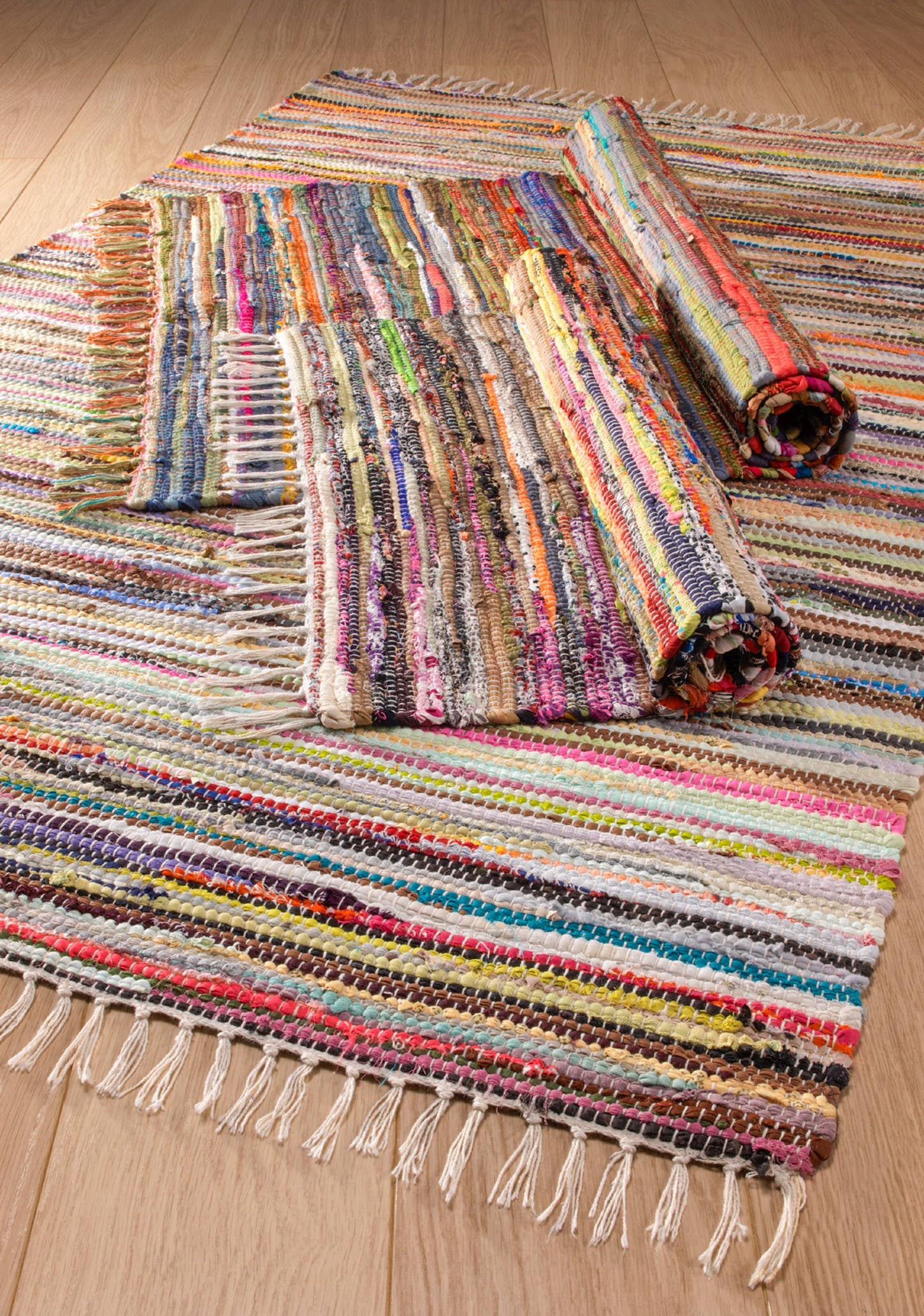 Multi Colour Recycled Cotton Rag Rug 75 X 120cm