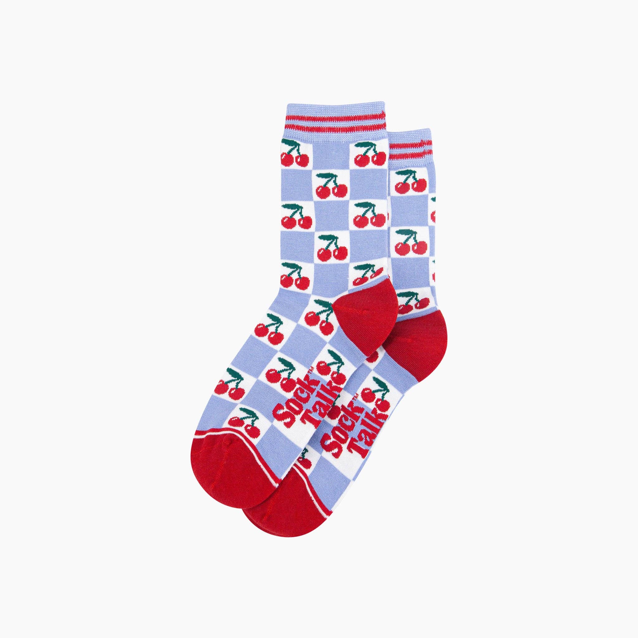 Cherry Checkerboard Bamboo Socks in Blue